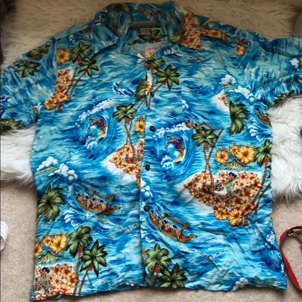Pineapple Connection blue Hawaiian top NWOT - Picture 2 of 8